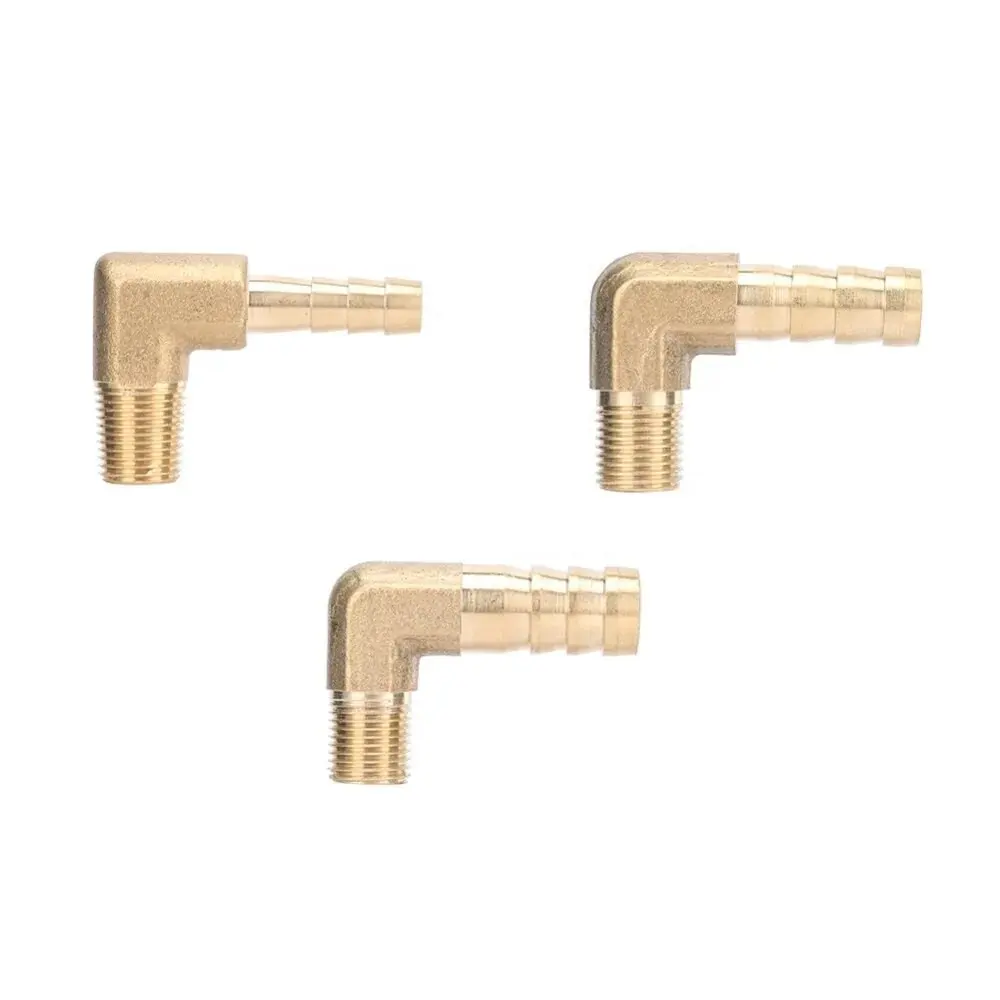 Conector de cotovelo de bronze para jardim, rosca macho de 1/8 polegadas para farpada, 6 mm, 8 mm e 10 mm