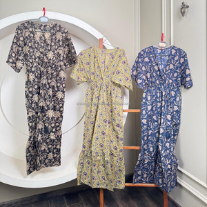 Nuevo vestido maxi de algodón con estampado floral para mujer, Vestido largo de mangas acampanadas étnicas con cordón en la cintura, atuendo de verano para Resort - Product Image 5