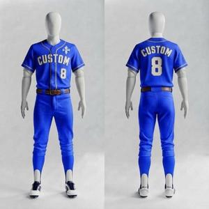 Uniforme de baseball haut de gamme pour hommes avec logo blanc, manches courtes, coupe régulière, impression sublimée, fermeture à boutons, matière 100% polyester - Product Image 2