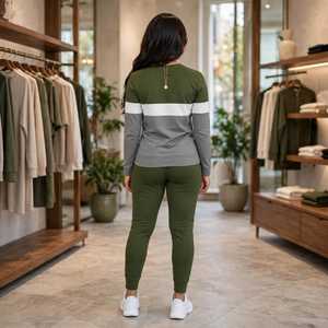 Ensemble de survêtement 2 pièces pour femme, sweat-shirt à manches longues et leggings color block - Product Image 4