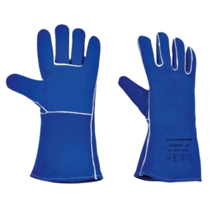 Gants de Soudure de Sécurité en Cuir de Vachette Fendu Bleu, Robustes, à Manches Longues, Résistants à la Chaleur et au Feu, Certifiés CE, Doublés Polaire, Vente en Gros - Product Image 1