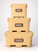 Bac à poisson isotherme rotomoulé 660L, grand conteneur de stockage de fruits de mer en LLDPE pour le transport en chaîne du froid