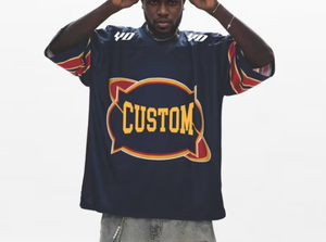 Maillots de sport en mesh surdimensionnés personnalisés OEM pour homme, imprimés numériquement, coupe courte et carrée, style streetwear d'été - Product Image 5