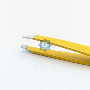 Pince à épiler de précision en acier inoxydable jaune, pointe lisse, durable, fine et pointue, pour l'application sur les sourcils et les cils - Product Image 1