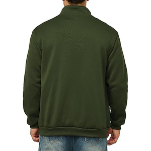 <b>Men's</b> Olive Green Fleece Jacket Stand Collar <b>Long</b> Sleeve Casual Solid Color <b>Coat</b> - Product Image 6