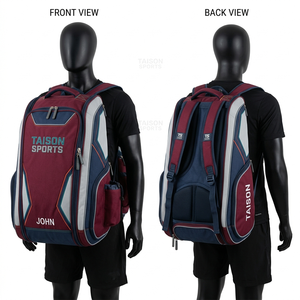 Sac à dos de sport pour homme en tissu polyester épais GSM, vert foncé avec empiècements contrastants noirs, logo personnalisé par transfert thermique, équipement de voyage - Product Image 4