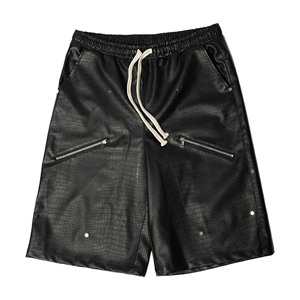 Men's Leather Look Cargo Bermuda Shorts Pockets Elastic Waist Casual Style Waterproof Breathable Eco-Friendly <b>Canvas</b> Fabric - Product Image 1