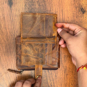 Cartera con tarjetero de cuero genuino Vintage 2025 con monedero con cremallera, billetera de bolsillo delgada pequeña con bloqueo RFID para hombres y mujeres - Product Image 5