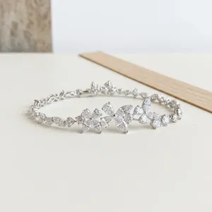 สร้อยข้อมือเพชรทรงบาแกตต์ชุบโรเดียมทองคำ 14k แบบคลาสสิก ดีไซน์แบบช่องใส่เพชร สไตล์ฮิปฮอป สำหรับทุกเพศ เหมาะสำหรับใส่ทุกวัน - Product Image 1