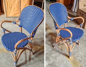 Chaise de salle à manger en rotin naturel de style bistrot français, cadre en rotin PE, dossier antique, fabrication artisanale, imperméable, résistant aux UV, pour l'extérieur - Product Image 6