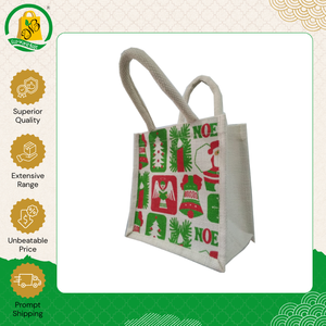 Bolsa de Compras de Yute Blanca con Estampado Geométrico Personalizado, Venta al Por Mayor de Alta Calidad a Bajo Precio - Product Image 3