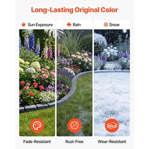 Kit de bordure de jardin sans crevaison de 4,7 m en pierre artificielle pour pelouses, parterres de fleurs et jardins, lot de 4 sections - Product Image 5
