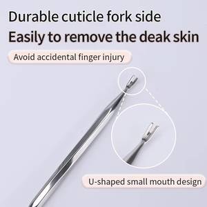 MORJE Pousse-cuticules chirurgical double embout en acier inoxydable, réutilisable, pour manucure, design à double tête - Product Image 5