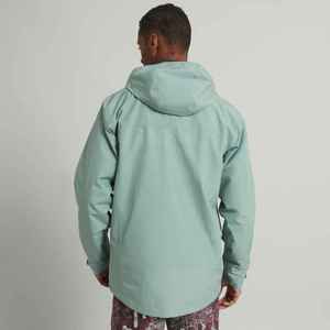 Veste matelassée à capuche pour homme, vert clair, imperméable, fermeture éclair, vêtement d'hiver décontracté, coupe classique, couleur unie, extérieur en polyester - Product Image 3