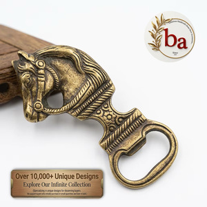 Abridor de Botellas de Latón Vintage con Cabeza de Caballo, Diseño Artístico con Cuentas, Ecológico, de Lujo, Regalo de Boda, Accesorio de Bar para Tapas de Cerveza y Refrescos - Product Image 2