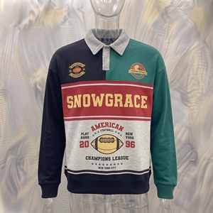เสื้อแจ็คเก็ตแขนยาวผู้ชายสีสันตัดกัน ยี่ห้อ Snowgrace ปักโลโก้ ปกคอพับ ทรงปกติ เสื้อผ้าสำหรับผู้ใหญ่ - Product Image 3