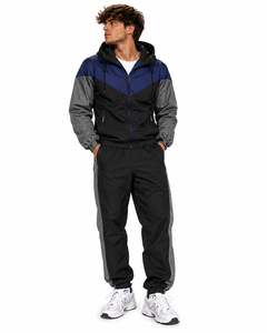 Conjunto Deportivo Unisex con Capucha, Bloques de Color, Cortavientos, Cierre Completo con Cremallera, Ligero, de Poliéster, Ropa Deportiva para Otoño - Product Image 6