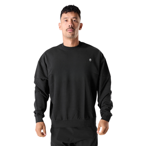 Sudadera Negra de Cuello Redondo para Hombre, Mezcla de Algodón, Manga Larga, Estilo Casual, para Gimnasio y Entrenamiento, Suministro al por Mayor OEM - Product Image 1