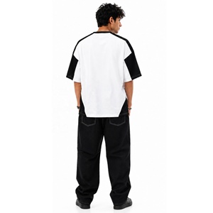 Contrast <b>Raglan</b> Men's O-Neck T-Shirt Oversized Short Sleeve 320g Cotton Front Logo Letter Print Casual Streetwear - Product Image 5