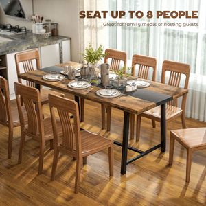 Tavolo da Cucina Industriale per 8 Persone, Tavolo da Pranzo Allungabile da 180 cm con Ampio Piano Marrone e Gambe in Acciaio per Sala da Pranzo - Product Image 4