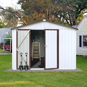 Soluzione per riporre all'aperto in metallo 6 ftx8ft bianco e color caffè - Product Image 1