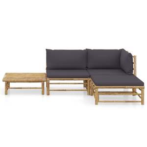 Conjunto Modular de Muebles de Jardín de Bambú Gris Oscuro, Tamaño Mediano - Product Image 2