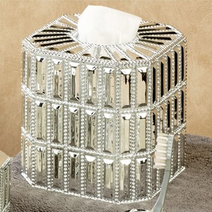 Caja de pañuelos de diseño con acabado plateado de lujo, perfecta para decoración de bodas, entretenimiento de invitados y ocasiones especiales, procedente de la India. - Product Image 5