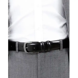 Ceintures en cuir véritable noir brillant de luxe faites à la main, de haute qualité, de 35 mm de large, style italien, faciles à enfiler, pour hommes 2026 - Product Image 3