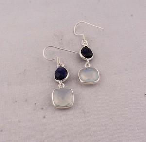 Natural Black Onyx & Opalite <b>Earrings</b> 925 Sterling <b>Silver</b> Jewelry Manufacturer Wholesale Handmade Gemstone Drop <b>Dangle</b> <b>Earrings</b> - Product Image 4