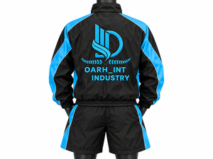 OARH_INT INDUSTRY ชุดกางเกงขาสั้นกันลมบล็อกสีน้ำเงินดำสำหรับผู้ชายชุดกีฬาโพลีเอสเตอร์แห้งเร็วสวมใส่ในฤดูใบไม้ร่วง - Product Image 2