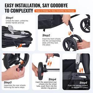 Cochecito Doble Ligero Plegable con Asientos en Tándem, Respaldo y Reposapiés Ajustables, Arnés de Seguridad Envolvente para Bebés - Product Image 6