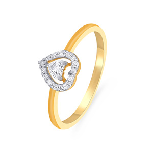 Anillo de Diamantes Romántico y Brillante, Elegante Diseño de Corazón con Diamantes Blancos Cultivados en Laboratorio, Acabado en Oro Amarillo, Joyería Fina, Regalo para Mujer - Product Image 1