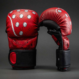 ถุงมือชกมวยหนัง PU แบบใหม่ สีดำ ถุงมือ MMA ระดับมืออาชีพ น้ำหนักเบา พร้อมที่จับสำหรับการต่อสู้ - Product Image 4