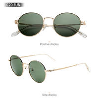 Lunettes de soleil rondes rétro personnalisées pour hommes, lunettes solaires en métal, lunettes de soleil légères et tendance pour femmes