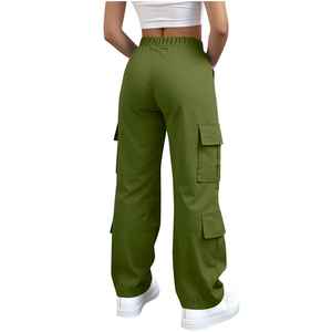 Pantalon cargo taille haute décontracté pour femme, coupe ample, style streetwear, vêtement de mode, vente en gros - Product Image 2