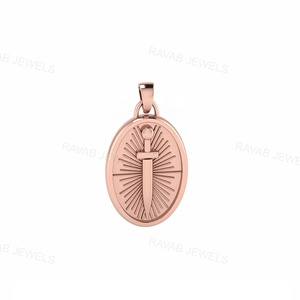 Daga personalizada chapada en oro de alta calidad, joyería de plata personalizada, colgante de 16x30mm, regalo de Navidad para hombres y mujeres de la India - Product Image 2