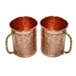 High-Quality Pure <b>Copper</b> Hammered Mug & Glass Set Handcrafted Barrel Shape <b>Cups</b> For Ayurveda Health Benefits <b>Copper</b> Drinkware - Product Image 3