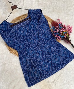 Modern Cotton Bandhej Print <b>Top</b> Patiyala Set Women Traditional Party Wear India Pakistan Style Salwar Kameez LW-9340 85146 - Product Image 4