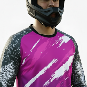 Maillot de motocross à manches longues par sublimation, design personnalisé, polyester respirant à séchage rapide, t-shirt de course moto hiver - Product Image 4