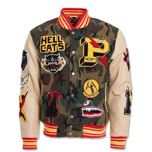 Nouvelle Arrivée : Blousons Varsity Respirants pour Hommes, Personnalisables, avec Corps en Laine Premium, Manches en Cuir PU, Col Montant en Toile, Hiver - Product Image 1