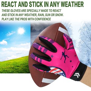 Guantes de Fútbol Americano con Agarre de Silicona, Diseño de Bandera Estadounidense, Delgados, Transpirables, para Hombres Adultos, Receptores de Fútbol Americano - Product Image 3