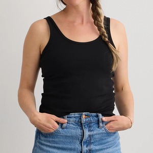 Camiseta sin mangas de algodón blanca para mujer, cuello redondo, sin mangas, informal, transpirable, de punto, color liso, longitud regular - Product Image 2