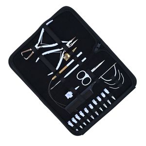 Best Hair Extension Tools Kit Rexine <b>Case</b> Tail Comb Sectioning Clips Parting Finger Scissor <b>Needle</b> Loop Wire Hook Plier Set - Product Image 1