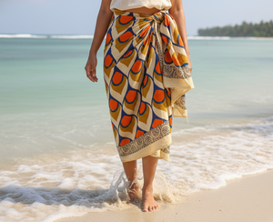 Paréo en coton imprimé Bagru indien, idéal pour l'été et la plage, écharpe en coton durable teintée aux plantes pour femme, vente en gros - Product Image 1