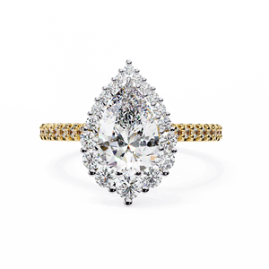 Bague de fiançailles classique pavée avec diamant de 1,5 carat de taille poire cultivé en laboratoire, or 14 carats, rapport IGI, diamant VS DEF pour anniversaire et mariage - Product Image 1