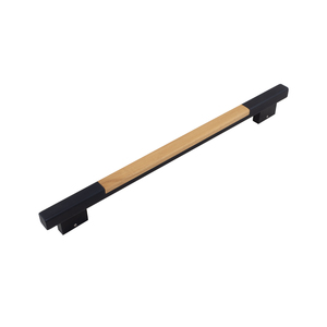 Poignée longue en aluminium et bois pour porte principale, finition noir soyeux, pour porte d'entrée moderne en bois foncé, quincaillerie de luxe - Product Image 3