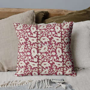 Housse de coussin en coton imprimé à la main, style ferme, 18x18, coussin décoratif imprimé pour canapé - Product Image 6