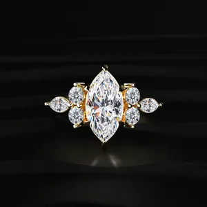 Bague de fiançailles en diamant CVD Marquise avec accents, bague classique romantique, diamant Radiant Love, provenant d'un fournisseur et fabricant indien. - Product Image 1