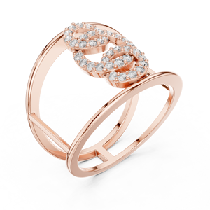 Anillo de declaración para mujer chapado en rodio con diseño de círculos entrelazados y ovalados, con diamantes cultivados en laboratorio, en oro amarillo, estilo jaula. - Product Image 4