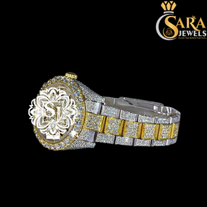 Lujo Hip Hop 41mm Dial Moissanite Diamante Reloj Iced Bling Banda de acero inoxidable Ventana de vidrio Nueva llegada Estilo antiguo - Product Image 1